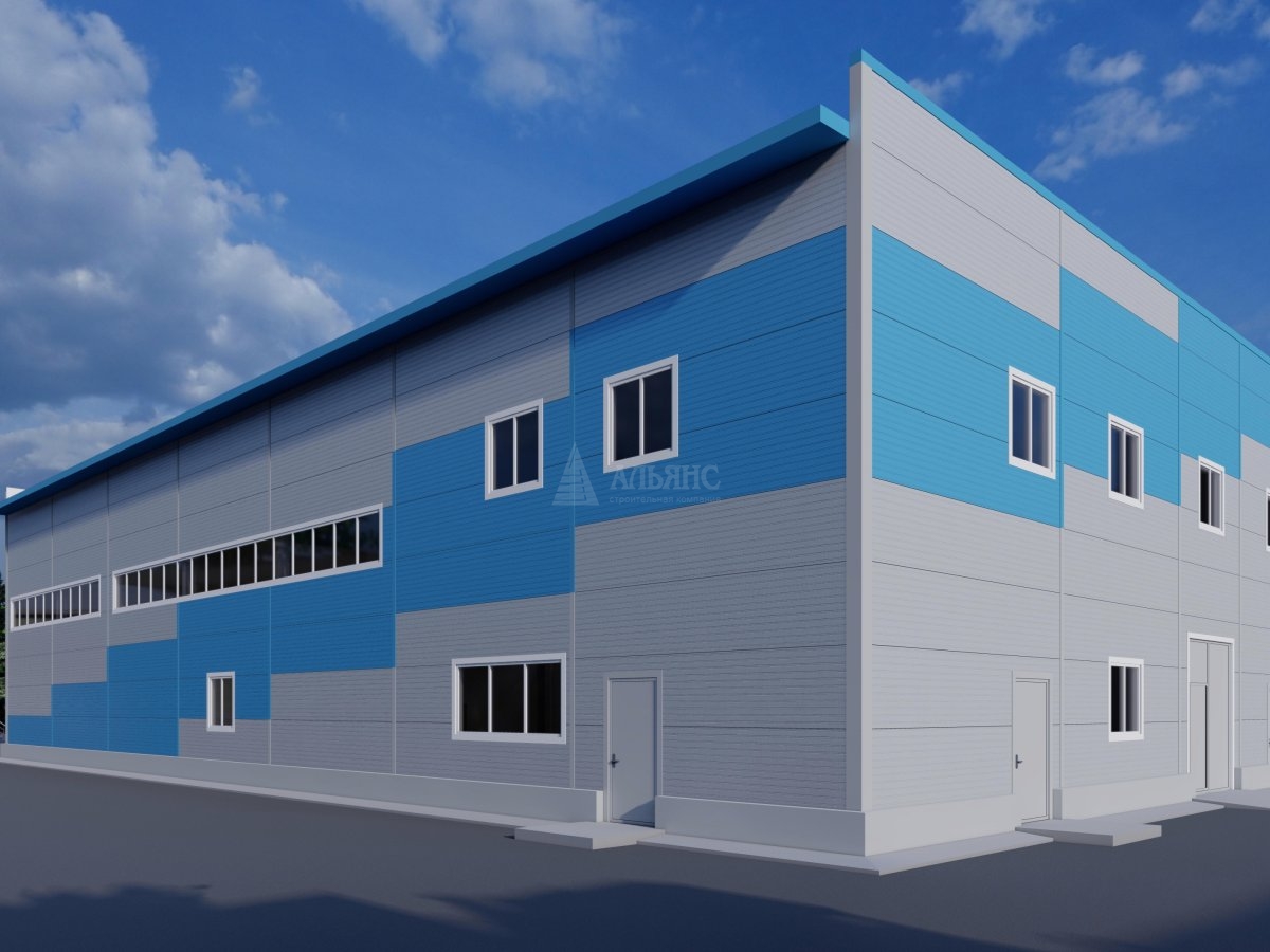 3D визуализация Склад с АБК из сэндвич панелей - фото 3